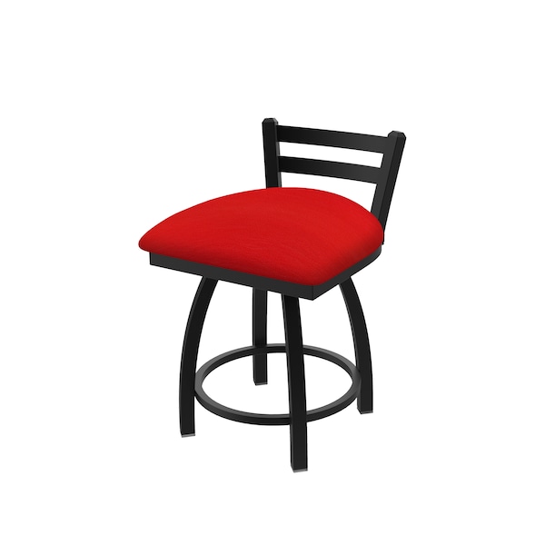 18" Low Back Swivel Vanity Stool, Black Wrinkle, Canter Red Seat